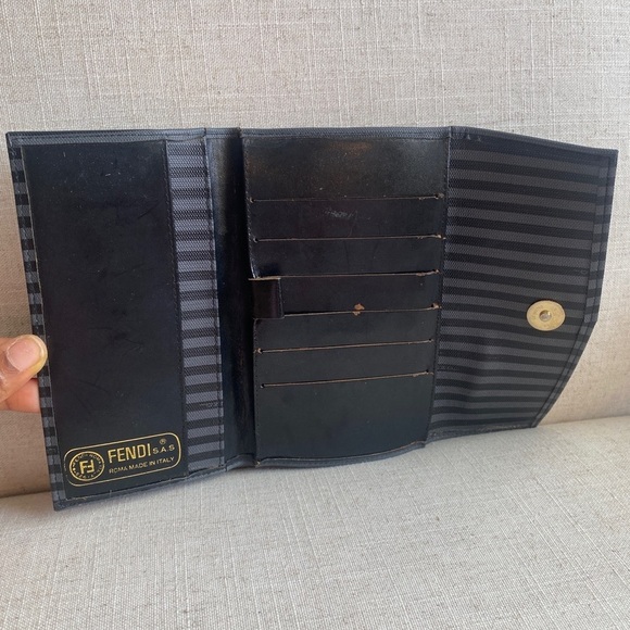 EUC Fendi Wallet Grey and Black Authentic with Stripes - Picture 7 of 7
